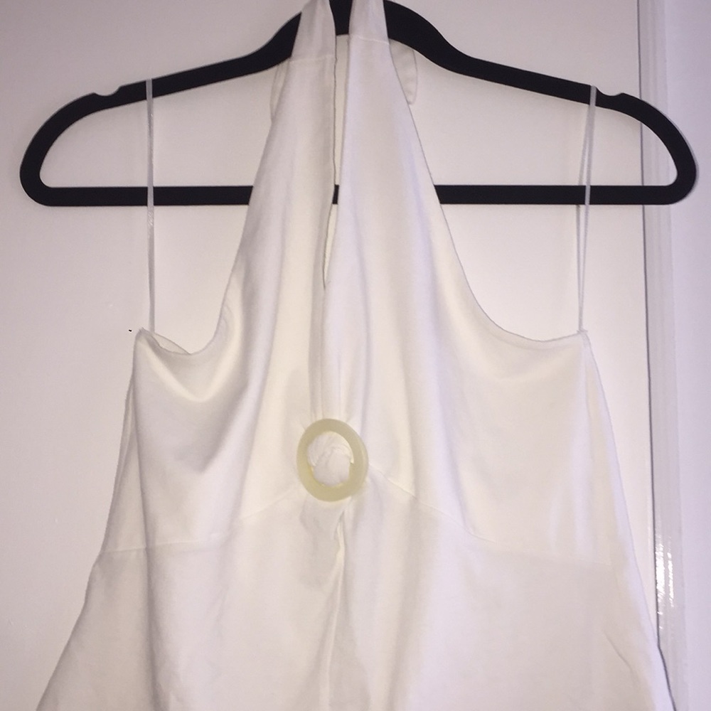White tube top with tie around next